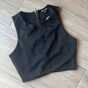 Express Black Sleeveless Crop Top with Zipper Detail Size S